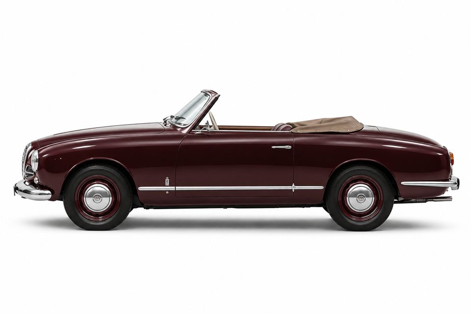 Burgundy Alfa Romeo 1900 Stabilimenti Farina after the restoration