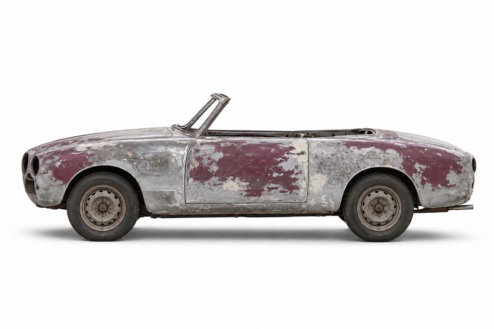 Alfa Romeo 1900 Stabilimenti Farina in bare metal before the restoration