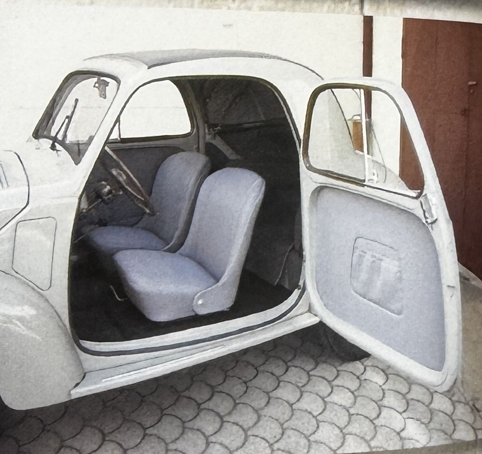 Fiat 500 C Topolino – l'abitacolo finito, con i sedili grigi
