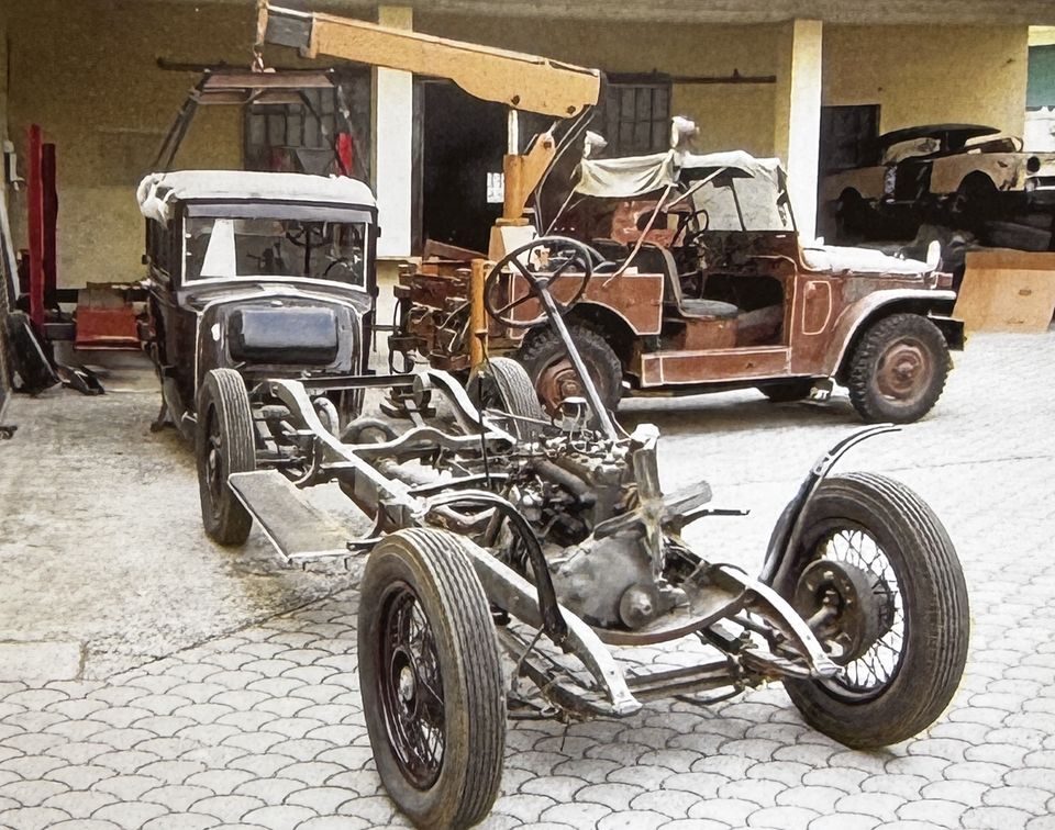 Fiat 514 berlina – der Rahmen, bereit für die Mechanik