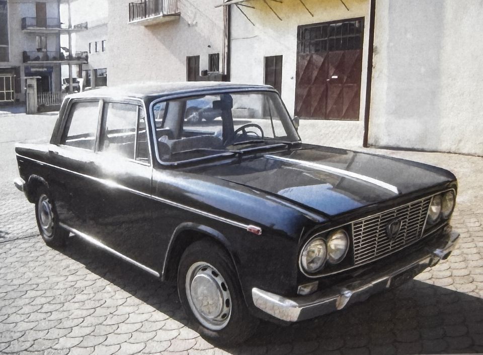 Lancia Fulvia berlina – vista di tre quarti anteriore dopo i lavori