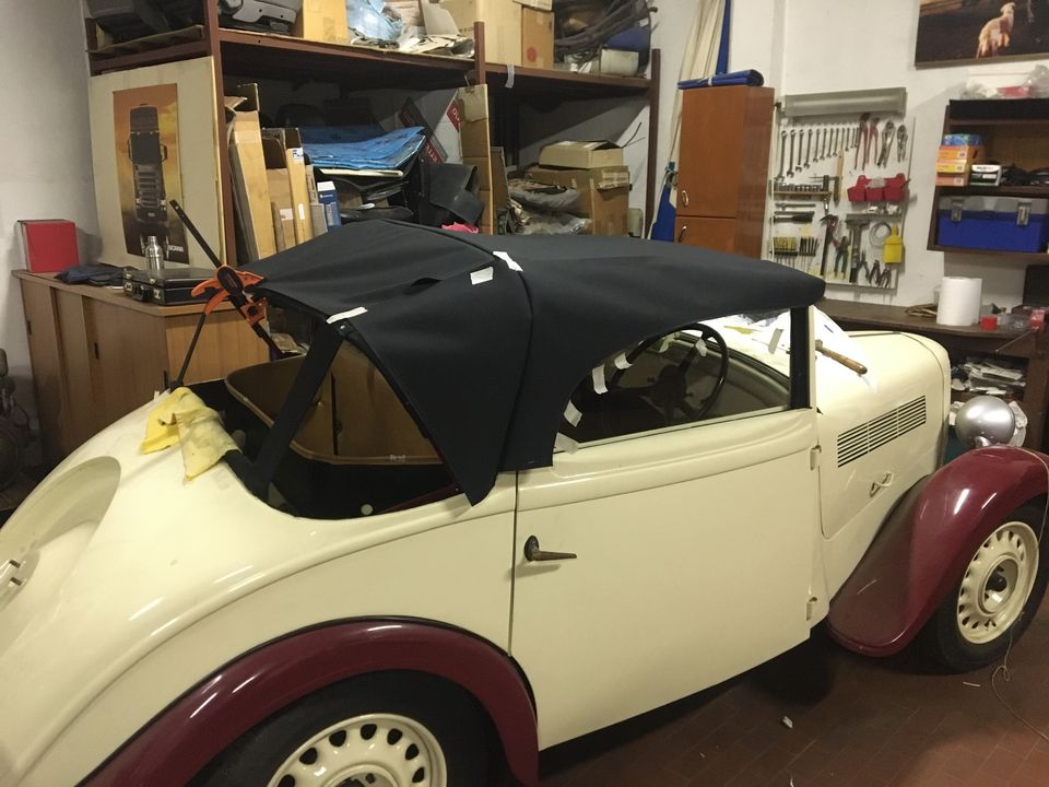 New black top on a Rosengart cabriolet